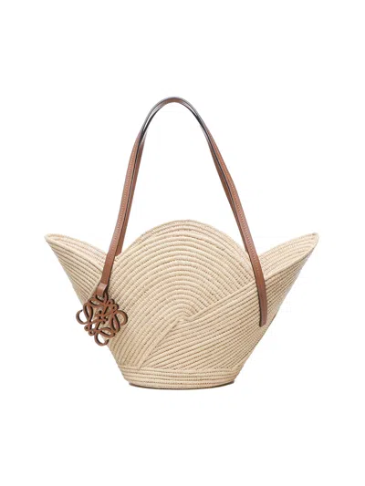 Shop Loewe Raffia Petal Basket Bag In Natural/tan