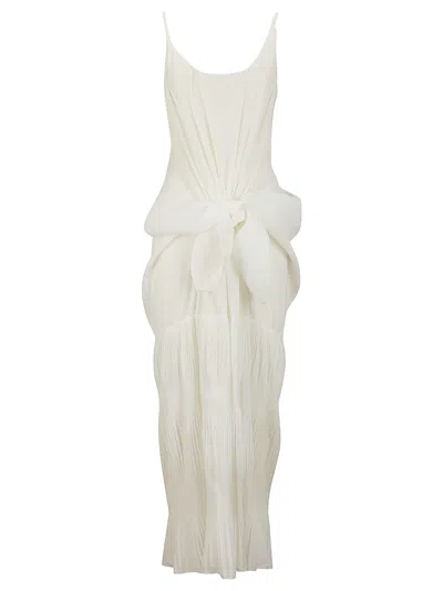 Shop Jw Anderson J.w. Anderson Knot Front Long Dress In Off White