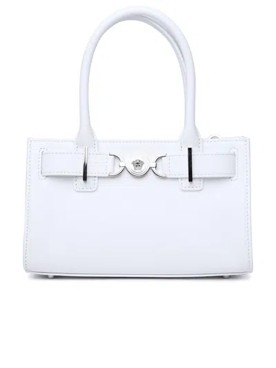 Shop Versace Medusa 95 Small Top Handle Bag In Optical White Palladium