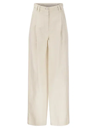 Shop Brunello Cucinelli Relaxed Trousers In Garment-dyed Cotton-linen Cover-up In White