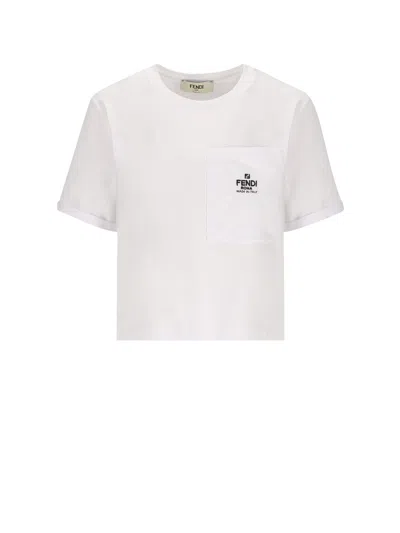 Shop Fendi White Jersey T-shirt