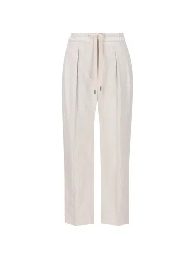 Shop Brunello Cucinelli Pleated Straight-leg Pants In White