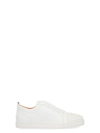 Shop Christian Louboutin Louis Jr. Spikes Sneakers In White