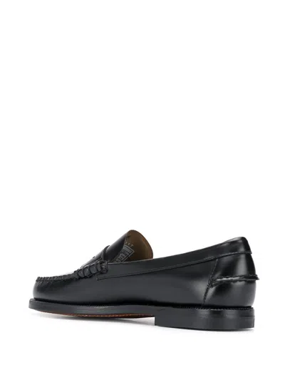 Sebago Classic Dan Almond-toe Full-grain Brushed Leather Loafers In Black
