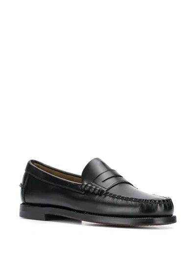 Sebago Classic Dan Almond-toe Full-grain Brushed Leather Loafers In Black
