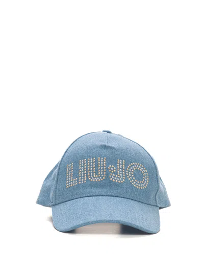 Shop Liu •jo Peaked Hat In Denim