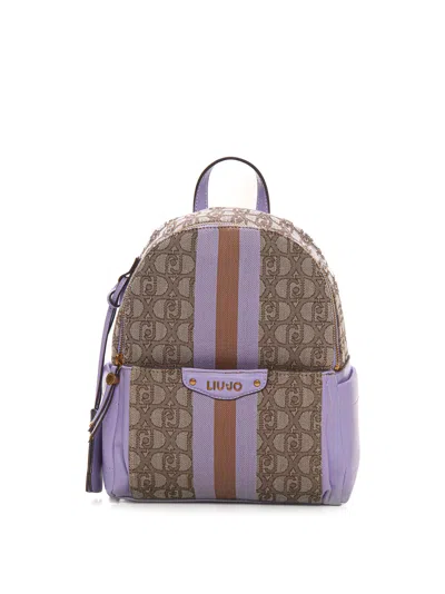 Shop Liu •jo Backpack  Rucksack In Beige-lilla