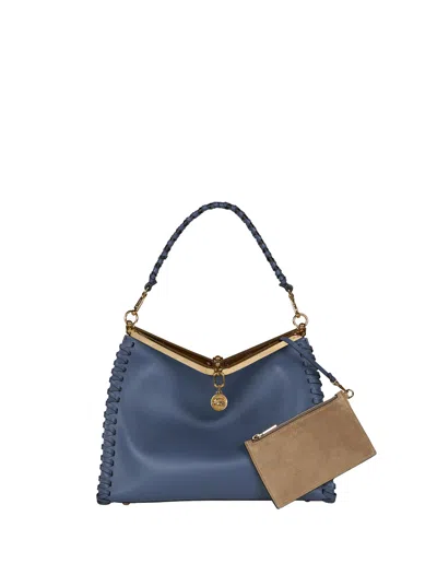 Shop Etro Blue Large Vela Bag With Thread Work