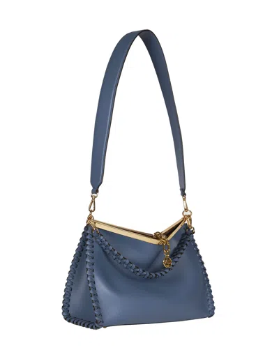Shop Etro Blue Large Vela Bag With Thread Work