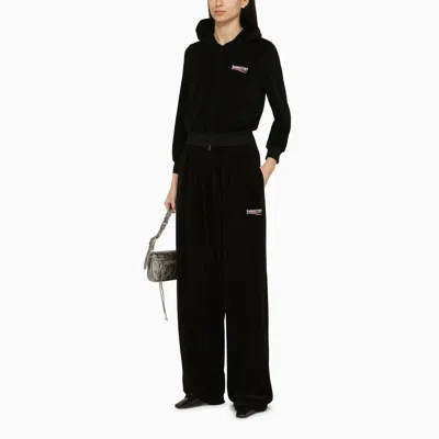 Shop Balenciaga Black Chenille Sports Trousers With Logo