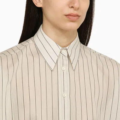 Shop Brunello Cucinelli Beige/white/black Striped Shirt In Cotton And Silk