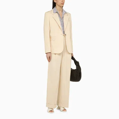 Shop Maison Kitsuné Cream Cotton Trousers