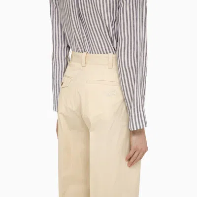 Shop Maison Kitsuné Cream Cotton Trousers