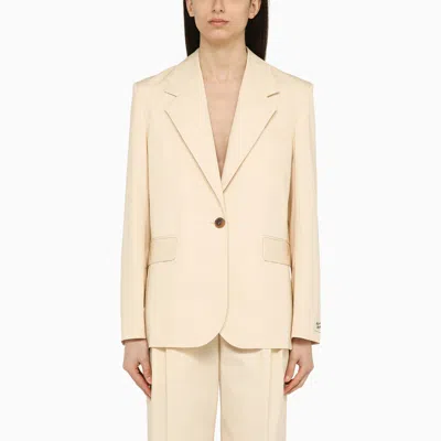 Shop Maison Kitsuné Single Breasted Cream Cotton Jacket