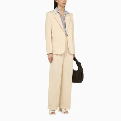 Maison Kitsuné Single-breasted Cream Cotton Jacket