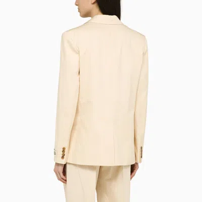 Shop Maison Kitsuné Single Breasted Cream Cotton Jacket