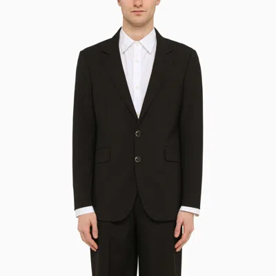 Shop Pt Torino Black Single Breasted Jacket In Wool Blend