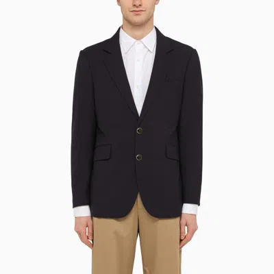 Shop Pt Torino Navy Blue Single Breasted Jacket In Wool Blend