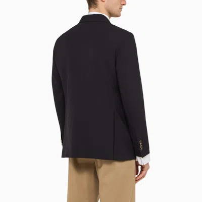 Shop Pt Torino Navy Blue Single Breasted Jacket In Wool Blend