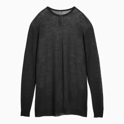 Shop Rick Owens Black Semi Transparent Wool Sweater