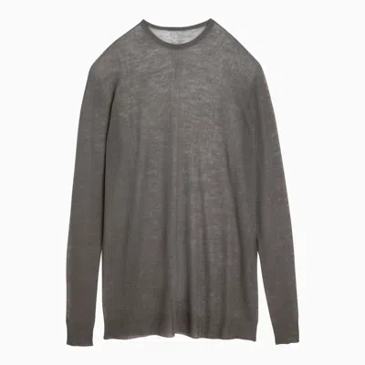 Shop Rick Owens Dust Grey Semi Transparent Wool Sweater