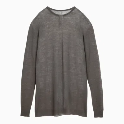 Shop Rick Owens Dust Grey Semi Transparent Wool Sweater