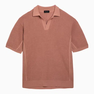 Shop Roberto Collina Pink Linen And Cotton Polo Shirt