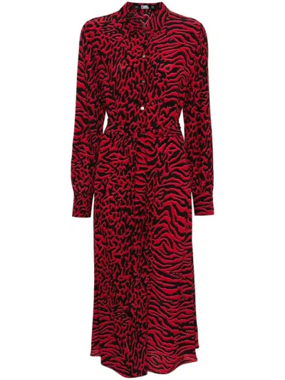 Shop Karl Lagerfeld Dresses In Red