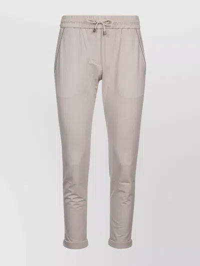 Shop Brunello Cucinelli Trousers With Elastic Waistband And Ribbed Cuffs