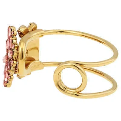 Pre-owned Burberry Crystal Daisy Brass Cuff In Coral Pink, Size Small