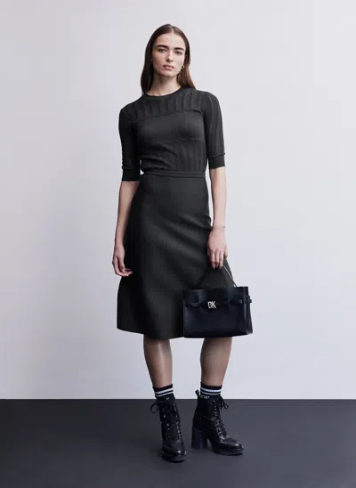 Shop Dkny Women's Knit Midi Dress In Black