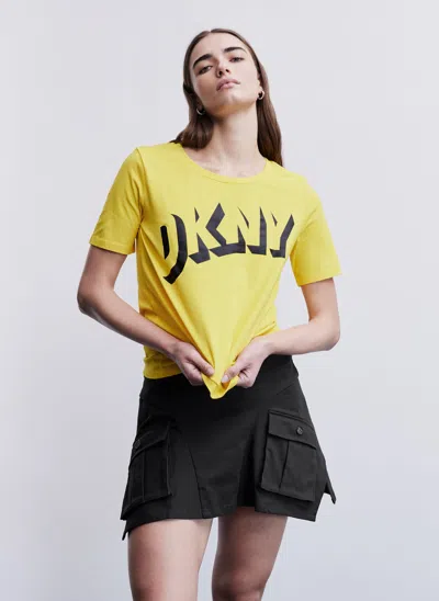 Shop Dkny T-shirt In Yellow
