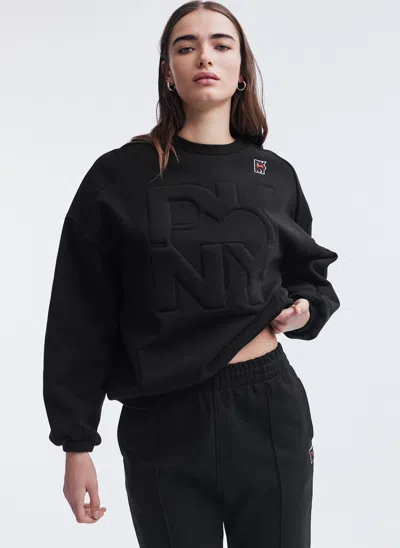 Shop Dkny Terry Crew Neck Sweatshirt In Black