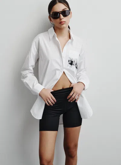 Shop Dkny Women's Cityscape On Pocket Shirt In White