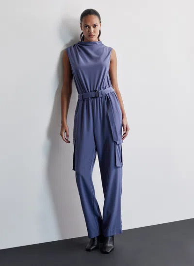 Shop Dkny Jumpsuit With Cargo Pockets In Blue