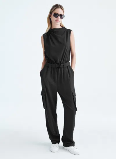 Shop Dkny Jumpsuit With Cargo Pockets In Black