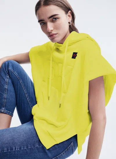 Shop Dkny Terry Sleeveless Hoodie In Yellow