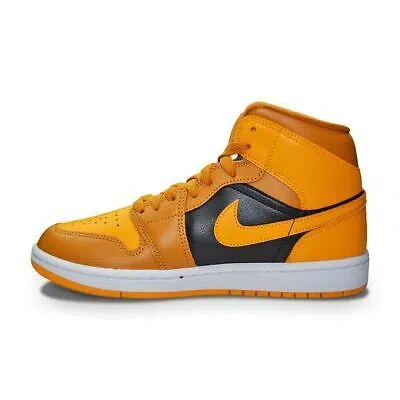 Pre-owned Nike Womens  Air Jordan 1 Mid - Bq6472 700 - Chutney Taxi Black White In Yellow