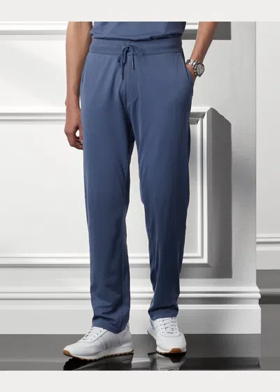 Pre-owned Ralph Lauren Purple Label Double Knit Relaxed Lisle Silky Jogger Track Pants In Blue