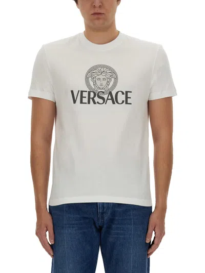 Shop Versace Jersey T-shirt In Bianco