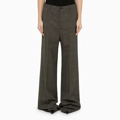 Shop Balenciaga Black\/grey Wool Wide Trousers
