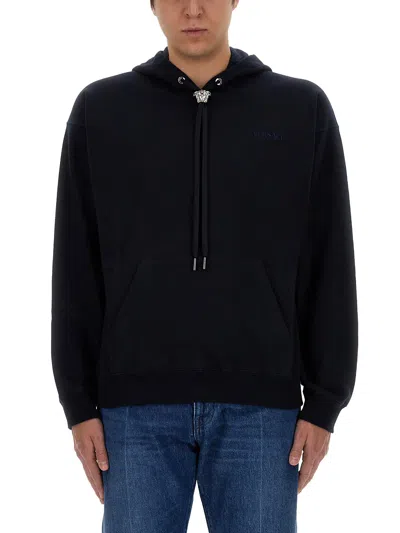 Shop Versace Sweatshirt With Logo In Blu