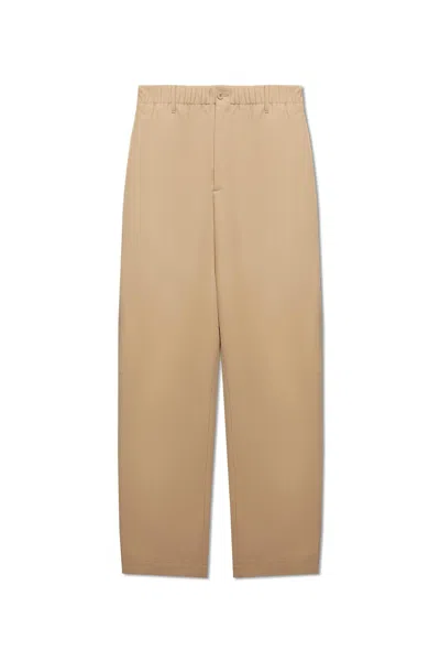 Shop Gucci Trousers With Logo In Beige