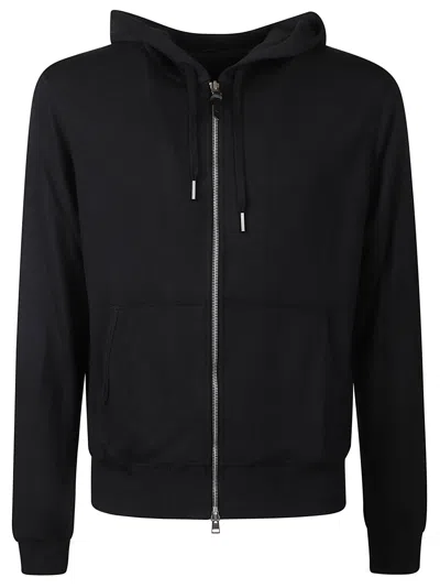 Shop Tom Ford Laced Zipped Hoodie In Black