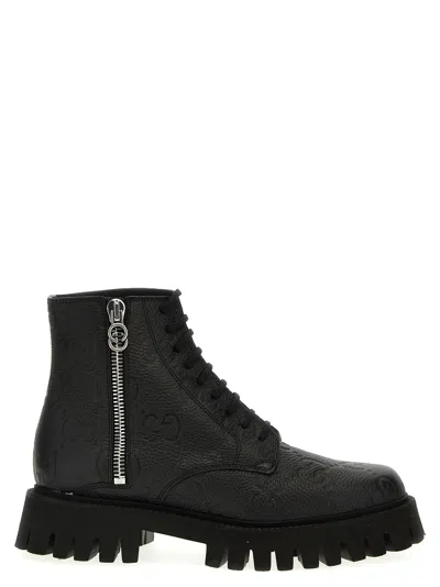 Shop Gucci Gg Ankle Boots In Black