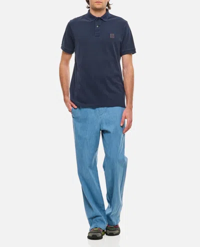 Shop Stone Island Cotton Polo Shirt In Blue