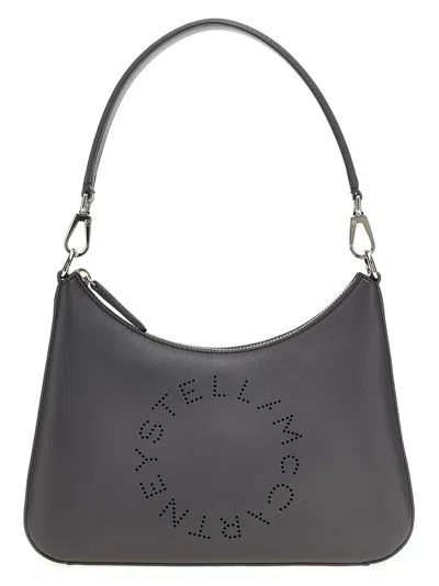 Shop Stella Mccartney Logo Small Shoulder Bag In Gray