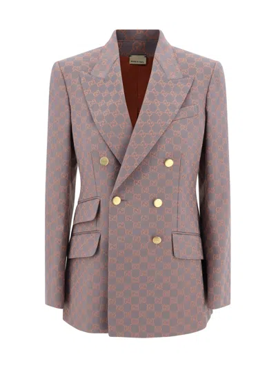 Shop Gucci Blazer Jacket In Grey
