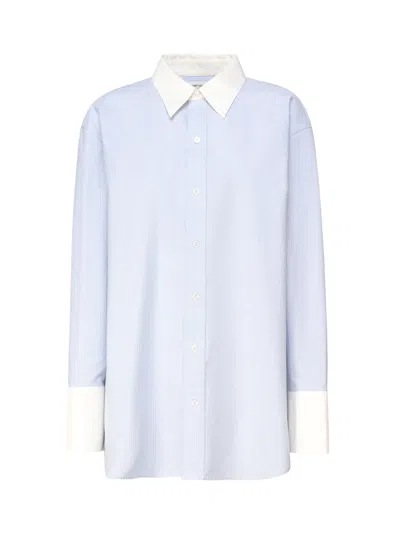 Shop Saint Laurent Winchester Boyfriend Shirt In Cotton In Light Blue