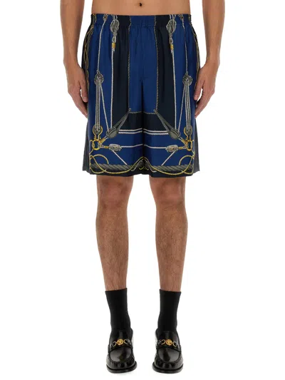 Shop Versace Twill Bermuda Shorts In Multicolor